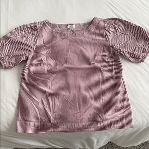 Crown & Ivy Burgundy and White Striped Top